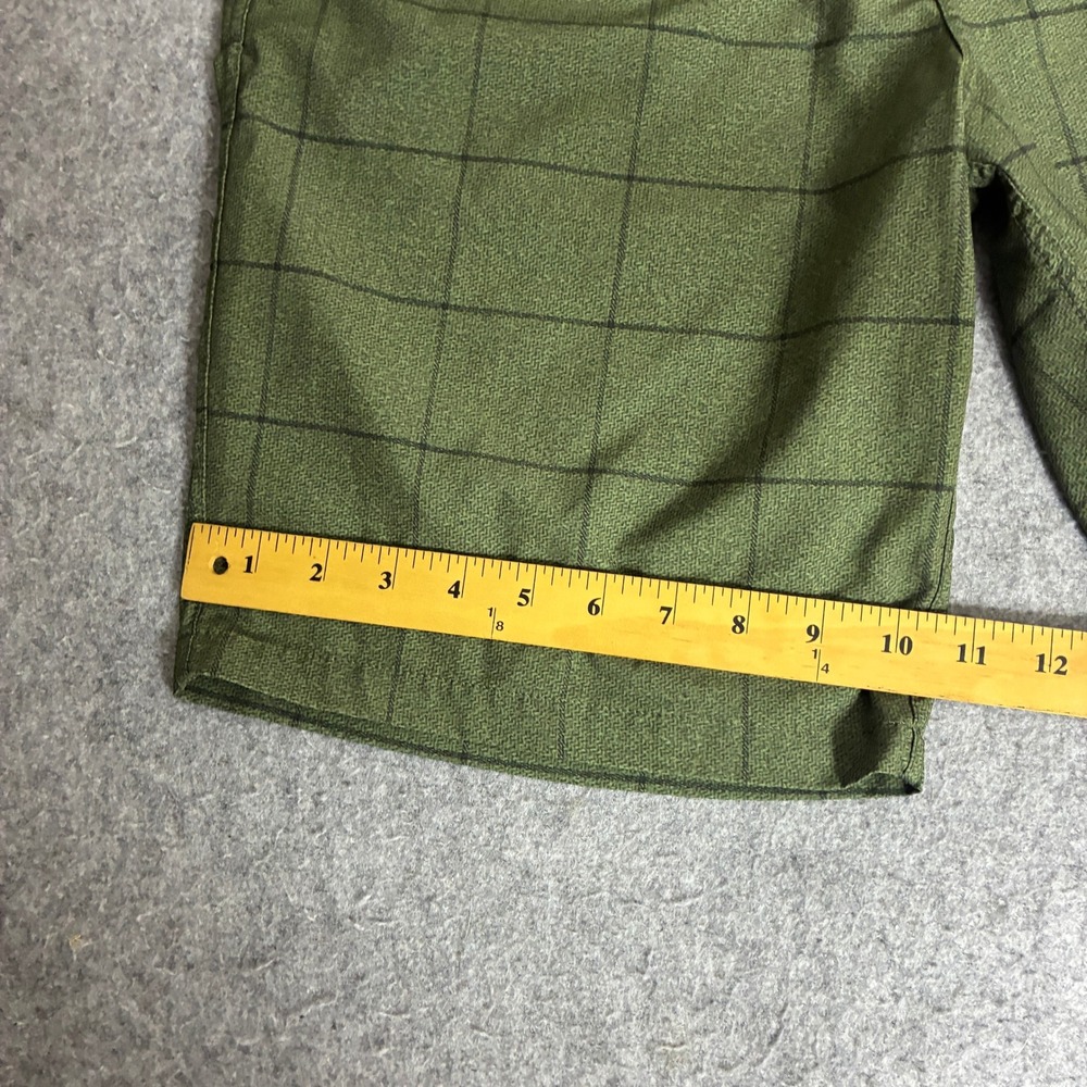 Hurley Mens Size 32x9 Hybrid Walk Shorts Olive Green Windowpane Grid Beach Skate - Picture 6 of 8